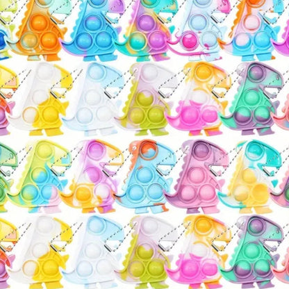Dinosaur Fidget Popper Key Ring Assorted