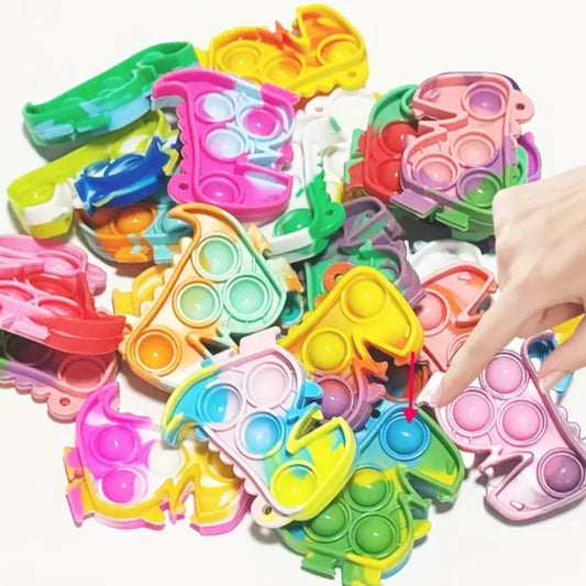 Dinosaur Fidget Popper Key Ring Assorted